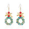 Rhinestone Christmas Earrings Bell Christmas Jewelry Vintage Xmas Drop Dangle Stud  Christmas