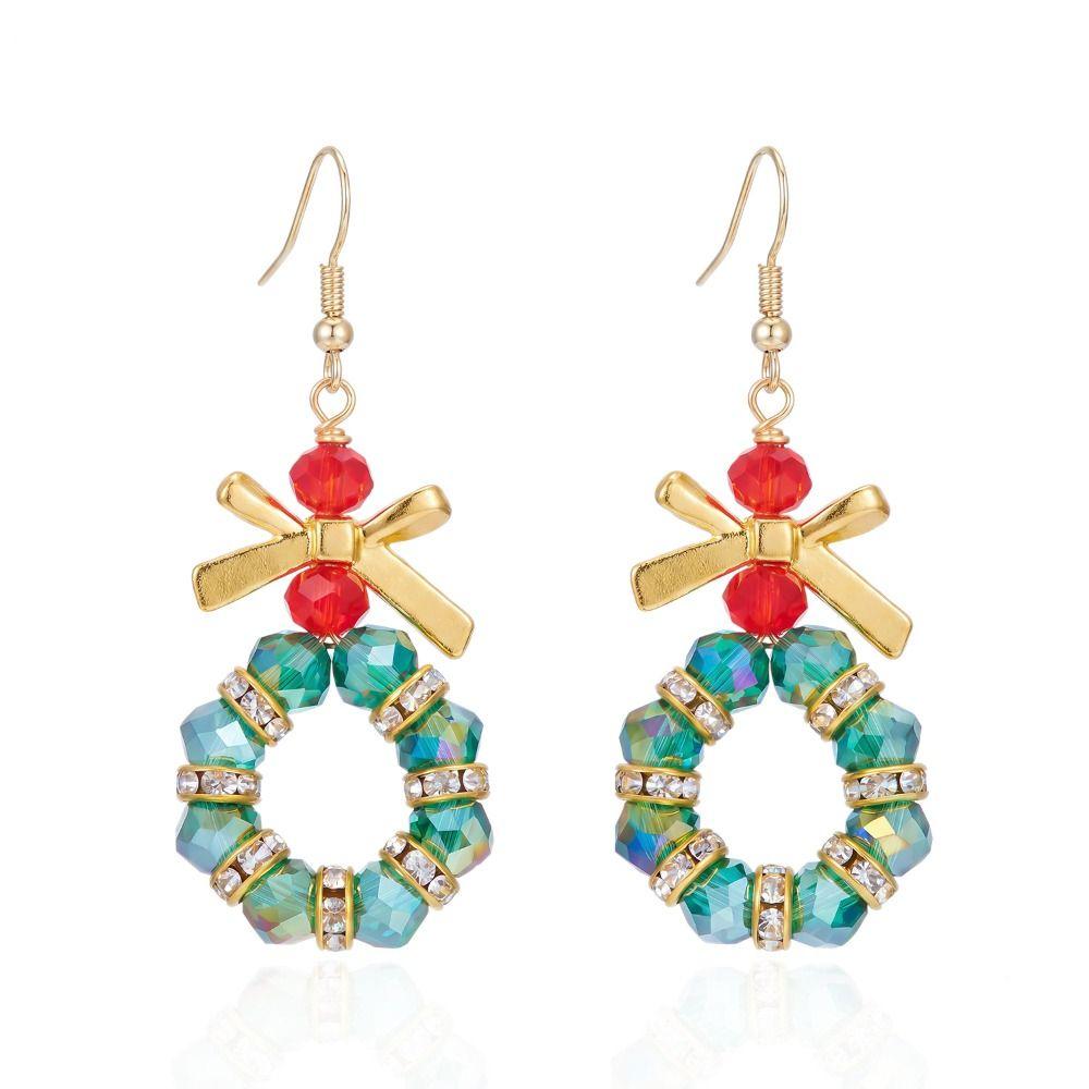 Rhinestone Christmas Earrings Bell Christmas Jewelry Vintage Xmas Drop Dangle Stud Christmas