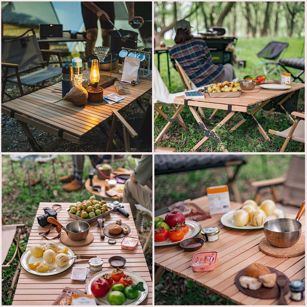 Mountainhiker 120cm Natural Wood Folding Portable Camping Wooden Roll Top For Indoor and Outdoor Storage Bag Load Capacity 50kg Table, Table, Table,