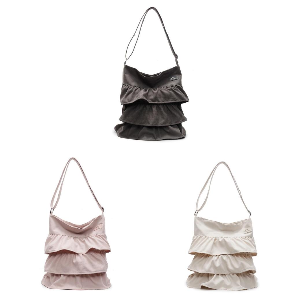 Lazy Style Female Shoulder Bag With Wrinkled Fabric And Magnet Closure Daily Use