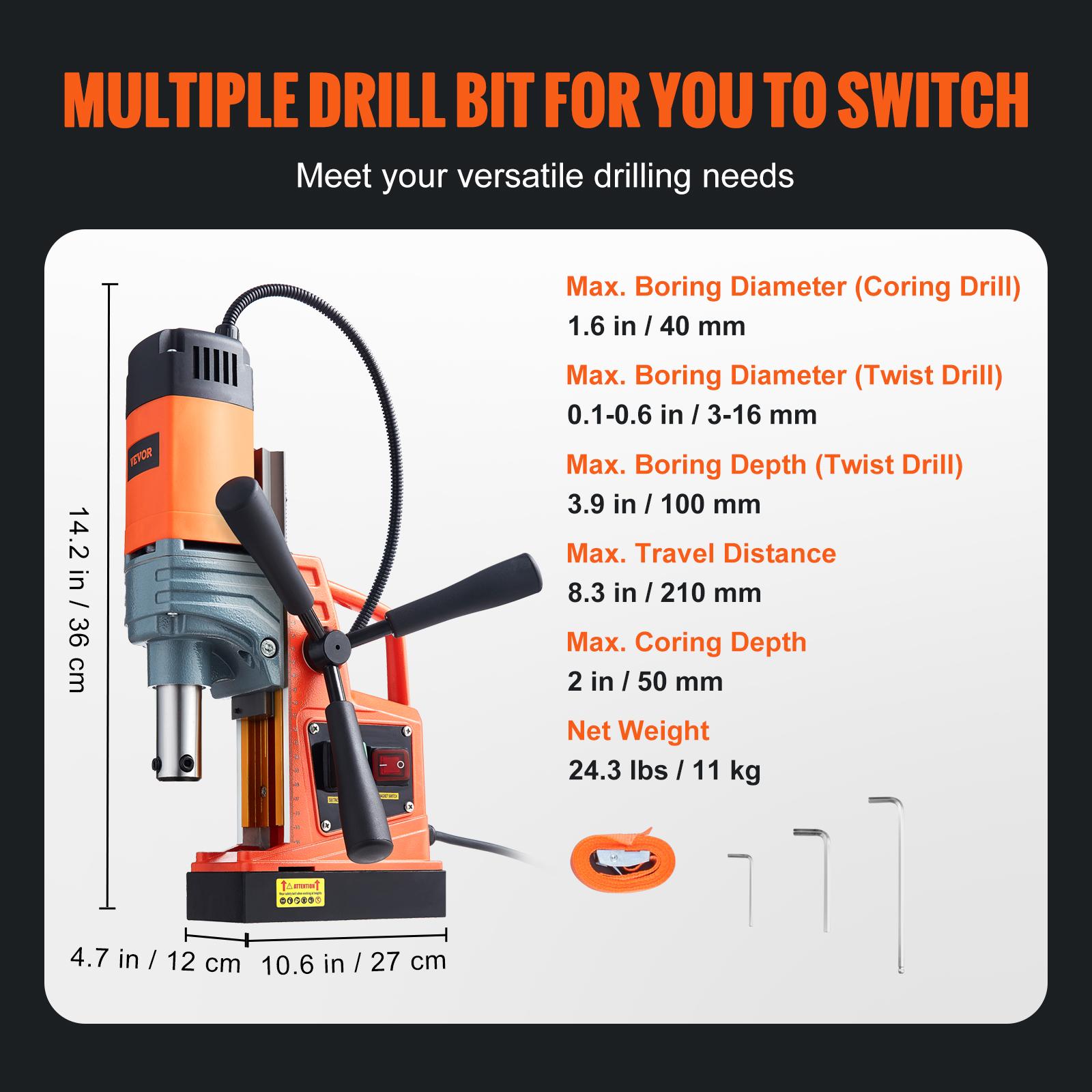 

SucceBuy 1300W 1400W 2 Electric Drilling Machine Magnetic Drill Press Boring Diameter Power Drill 1-second Release Drill NoDrill 40mm 1300W
