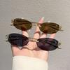 New elliptical frameless metal temple YK knot women's sunglasses personalized street shot Internet celebrity sunglasses