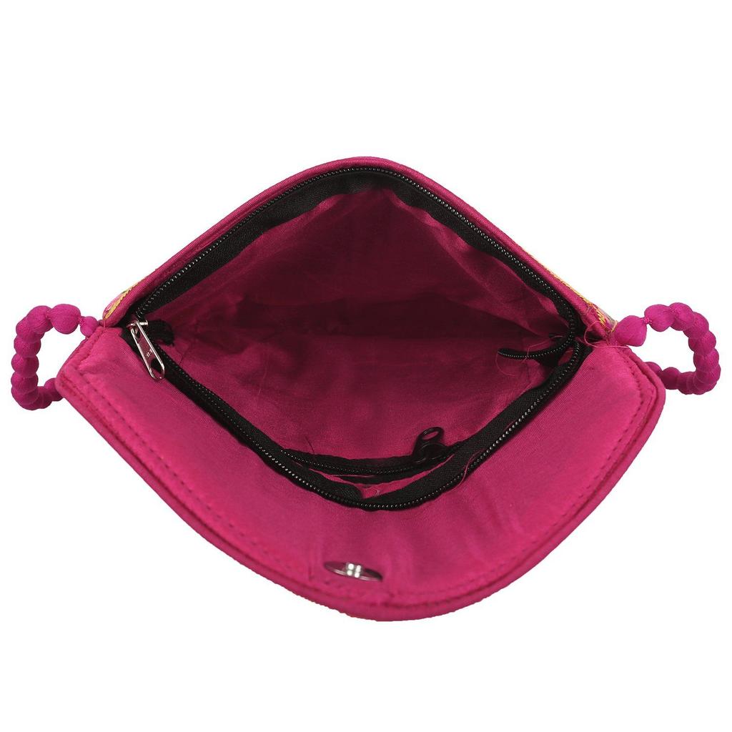 Clutch Bags for Women Handmade Embroidery Mirror Work Stylish Sling Bags for Women Cross Body Bags for Ladies and Girls - 22X16 Cm