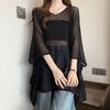 2026 New Hollow-out Knit Cover-up Air-conditioning Shirt Women Lazy Style Mid-length Loose Knit Top Beach Sun Protection Shawl For Spring Summer