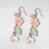 Romantic Elegant Cherry Blossoms Flower Earrings For Women Pink Petals Sakura Long Tassel Drop Earring Dangle Earrings pendiente