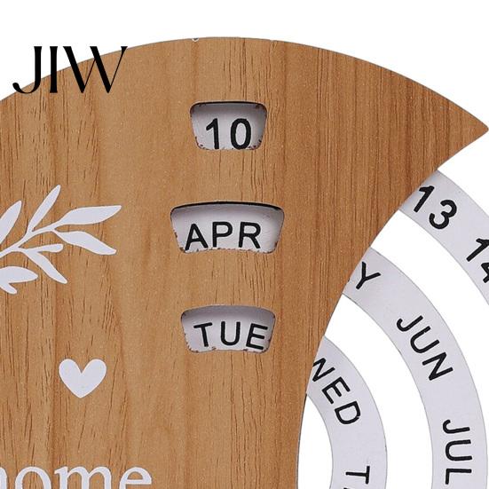 Wooden Perpetual Calendar Calendar, Manual Rotating Desk for Home Office Minimalist Wood Block Decor, Creative Natural Date Month Week Display Desktop