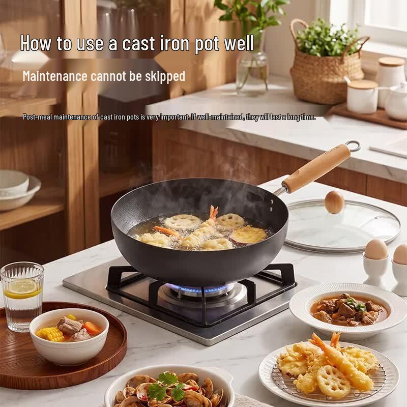 COOKER KING 28cm Uncoated Nitrided Iron Wok