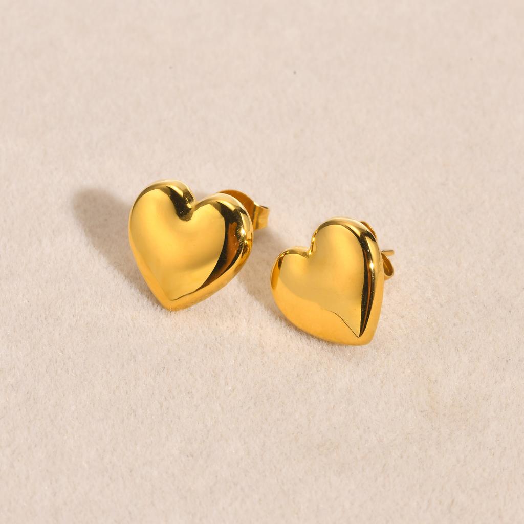 Minimalist Fashion Stainless Steel Heart Shape Stud Earrings For Women Gold Color Heart-Shaped Earring Fashion Jewelry Giftss