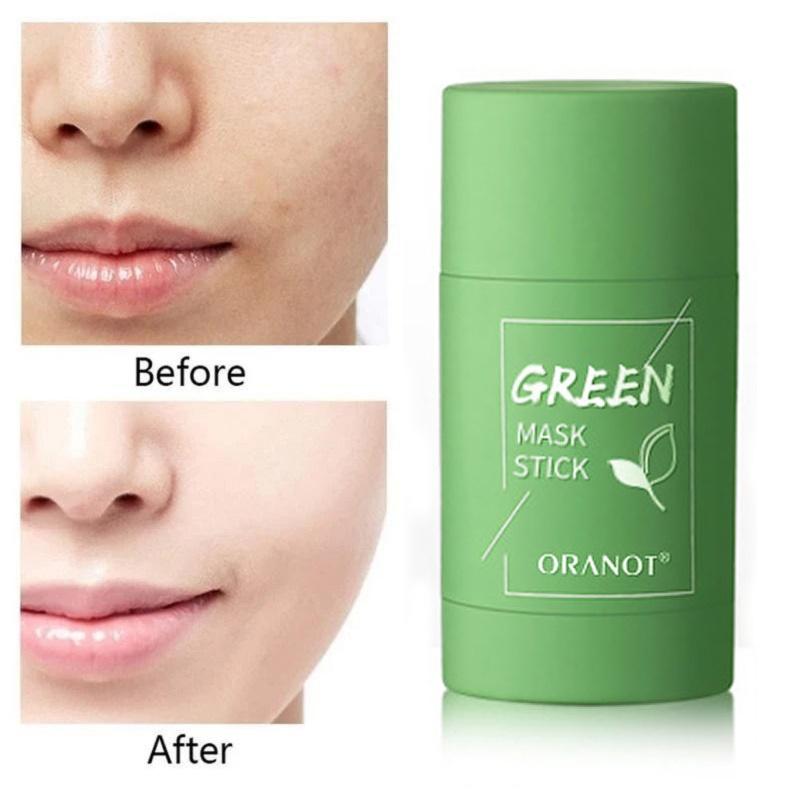 1 Pezzo Maschera Viso Tè Verde Olio Argilla Purificante Stick Controllo Sebo Melanzana Anti-Acne Maschera Solida