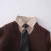 2026 Spring Children's Knit Vest & Long Sleeve Three-Piece Set - Korean Style Fashion for Boys