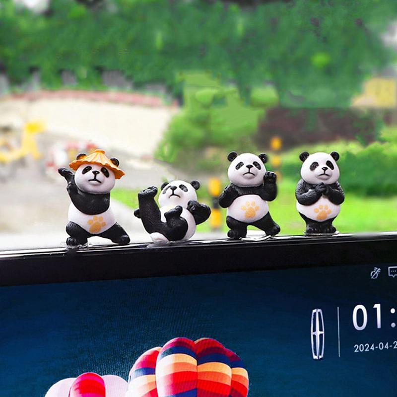

4Pcs/Set Panda Design Car Ornaments Car Center Console Ornaments Office Desk Ornaments Small Car Interior Decoration 4pcs/set