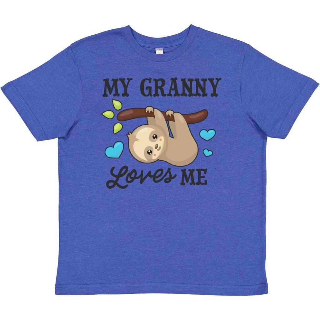 Inktastic My Granny Loves Me With Sloth And Hearts Youth T-Shirt Animals Kids