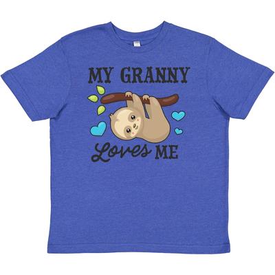 Inktastic My Granny Loves Me With Sloth And Hearts Youth T-Shirt Animals Kids