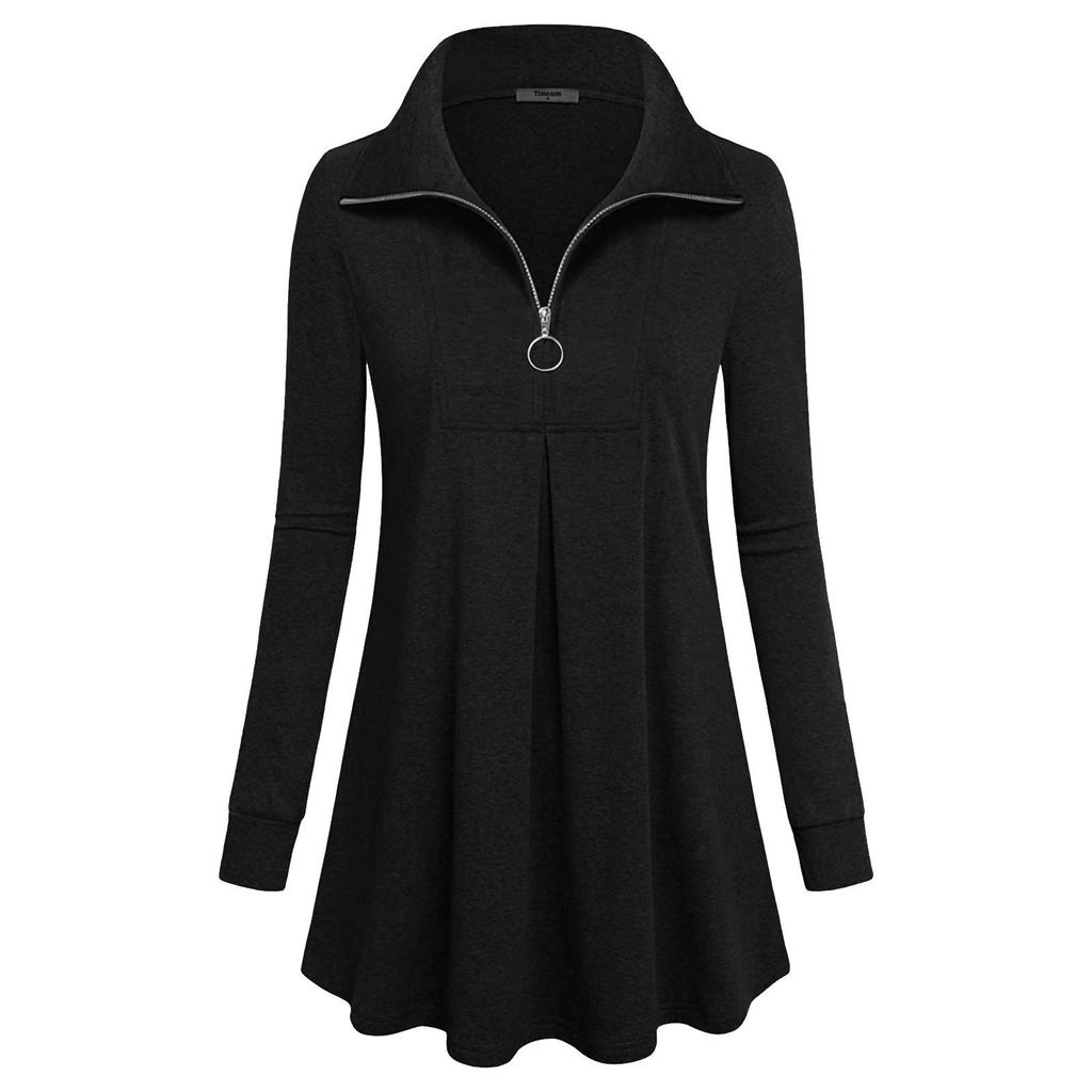 Fashoin Women's Long Sleeve Lapel Tunic Casual Pullover Sweatshirt Blouse Tops