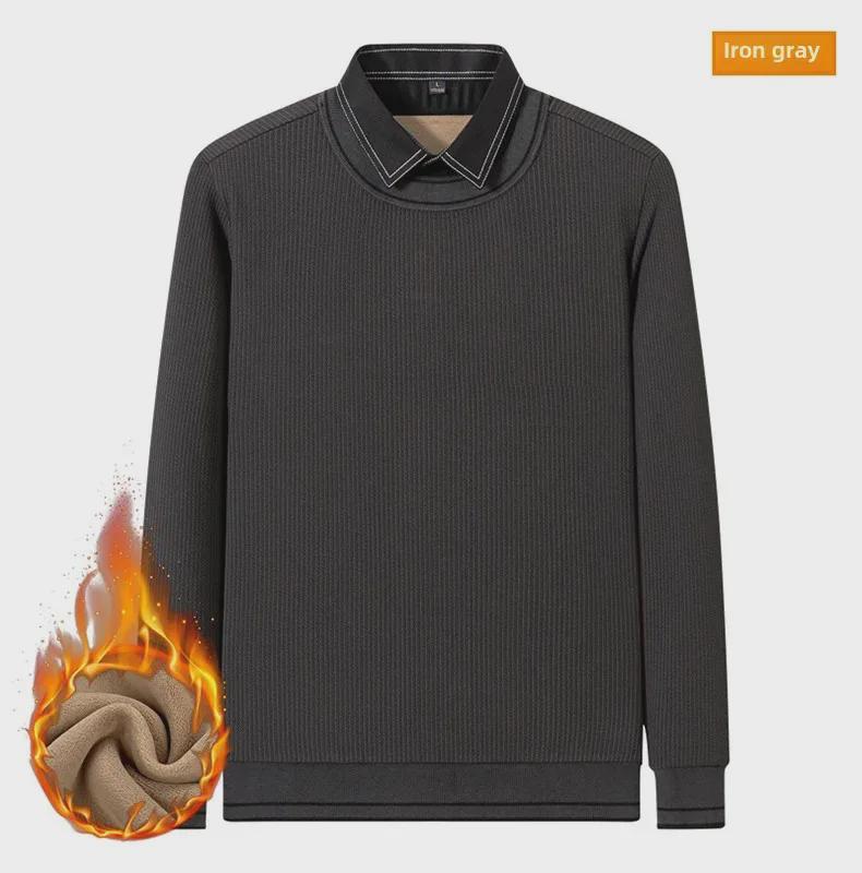 Dongyu Men's Two-in-One Long-Sleeved Knit Sweater: Autumn/Winter Casual Shirt with Collar