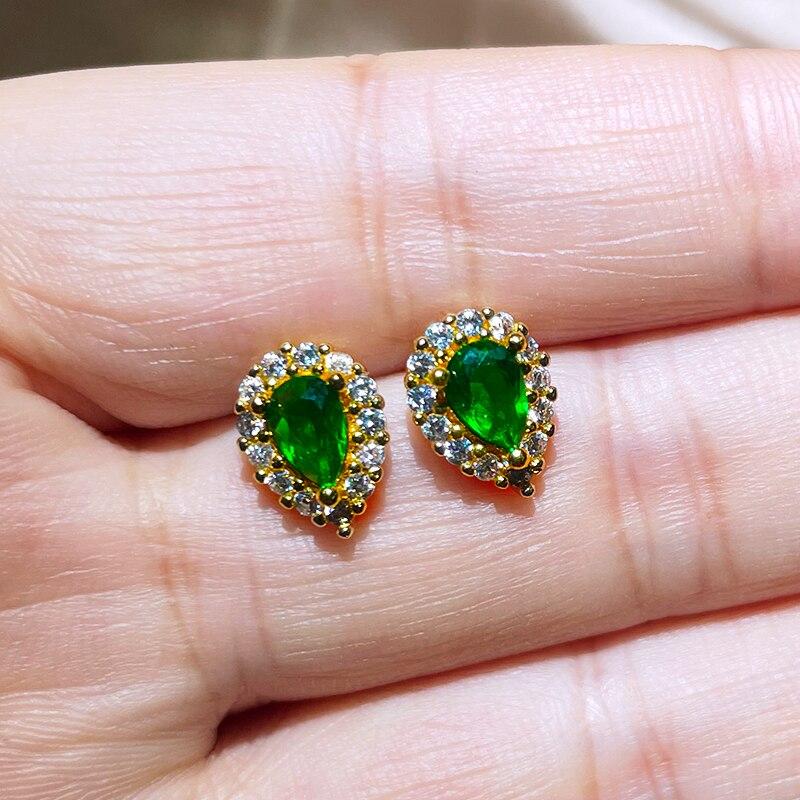 BELLA BOX Boucles d'oreilles Vintage pour femmes, bijoux fins avec goutte d'eau, Zircon vert, cadeau