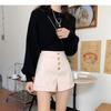High-Waisted Black A-Line Wide-Leg Shorts - Summer 2024 Korean-Style Fashion for Girls