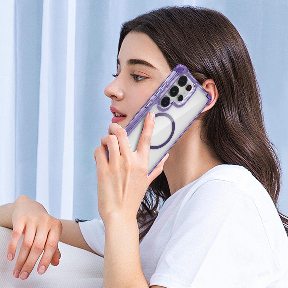 KEYSION Transparente, stoßfeste Hülle für MagSafe für Samsung Galaxy S25 Ultra 5G, magnetische kabellose Ladehülle, klare Telefonabdeckung