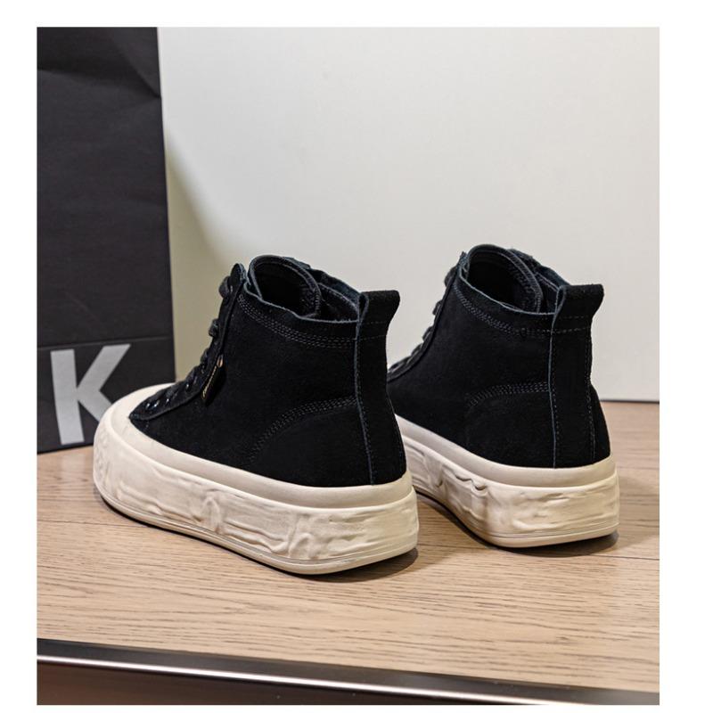 Skórzane buty na jesień i zimę, wysokie, na platformie, płaskie, damskie, w dużych rozmiarach