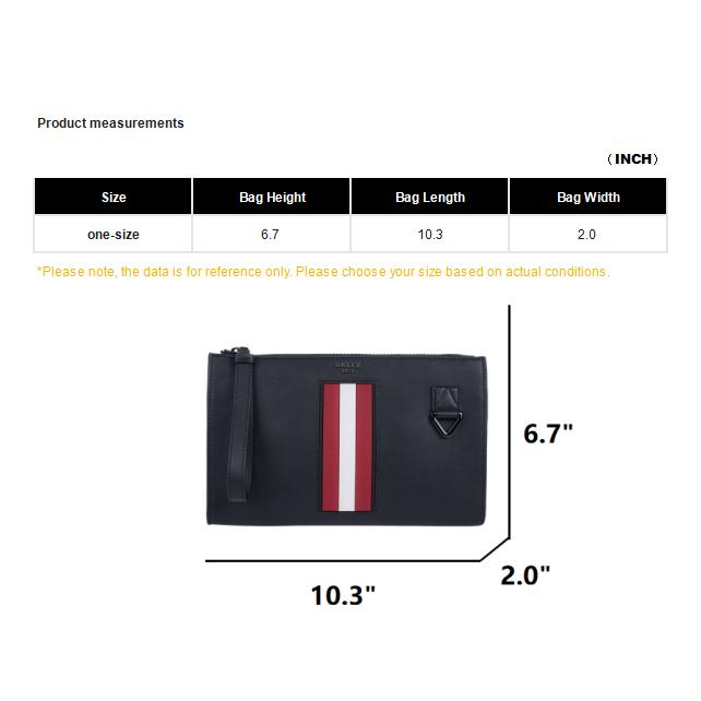 Bally Red And White Striped Letter Logo Business Casual Zipper Leather Wallet Commuter Clutch Bag Large Men Wallet Black 6238757