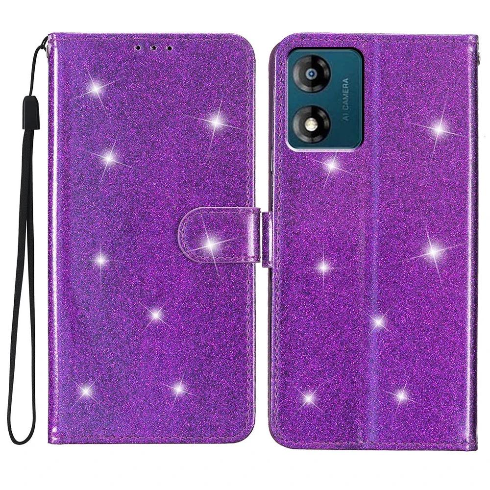 Bling Flash Leather Protect Case For Moto G04 G05 G13 G14 G15 G22 G23 G24 G31 G35 G41 G52 G53 G62 G73 G75 G84 G85 Wallet Cover