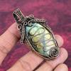 Labradorite Pendant Copper Wire Wrapped Gemstone Jewelry Handmade Dainty Pendant