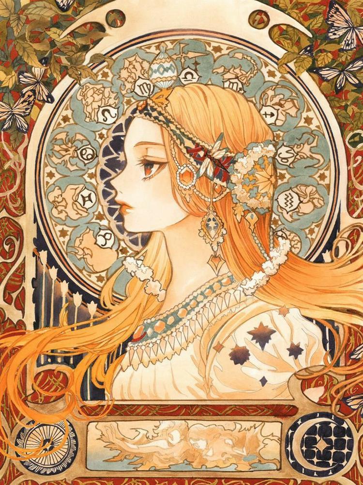 Alphonse Mucha Beauty Style Diamond Painting Kit for Home Decor 5D DIY Full Drill Canvas Oil Painting by Numbers Pictures Art