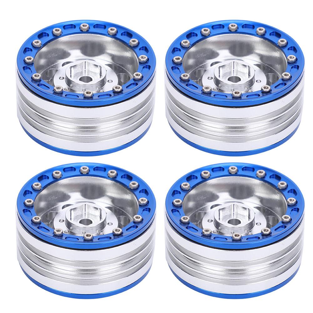 4pcs Metal Wheel Hub RC Car A Essories Fit for 1Celsius10 RC Crawler 1.9 Inch(Red Black )