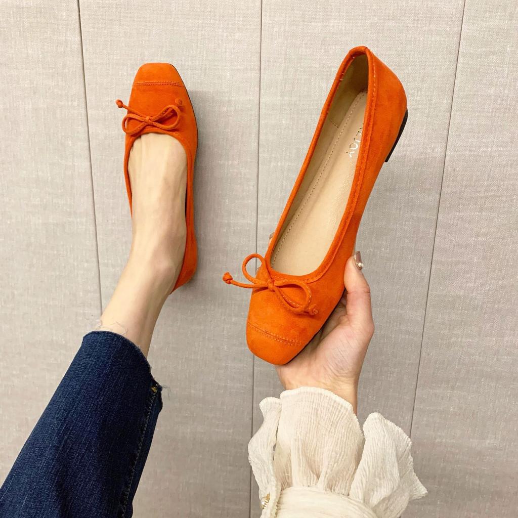 Mode Übergröße 34-43 Damen Schuhe Runde Zehenpartie Weiche Faltbare Ballerinas Damen Schleife Slipper Nubukleder Mokassin Femmes Roll-Up Ballerinas