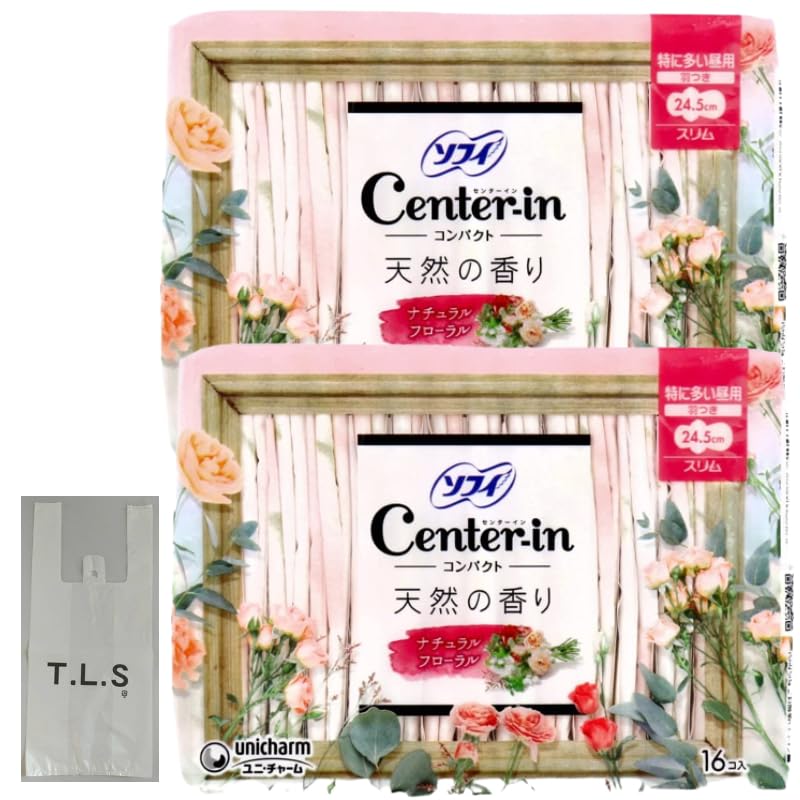 Sofy Compact Natural Floral Silné Vložky Denní s 16 kusy Hygienické x 2 Sáčky Počet Unicharm Kliniky Velká Kapacita Velké Nákupní Tašky Center-in 1/2,
