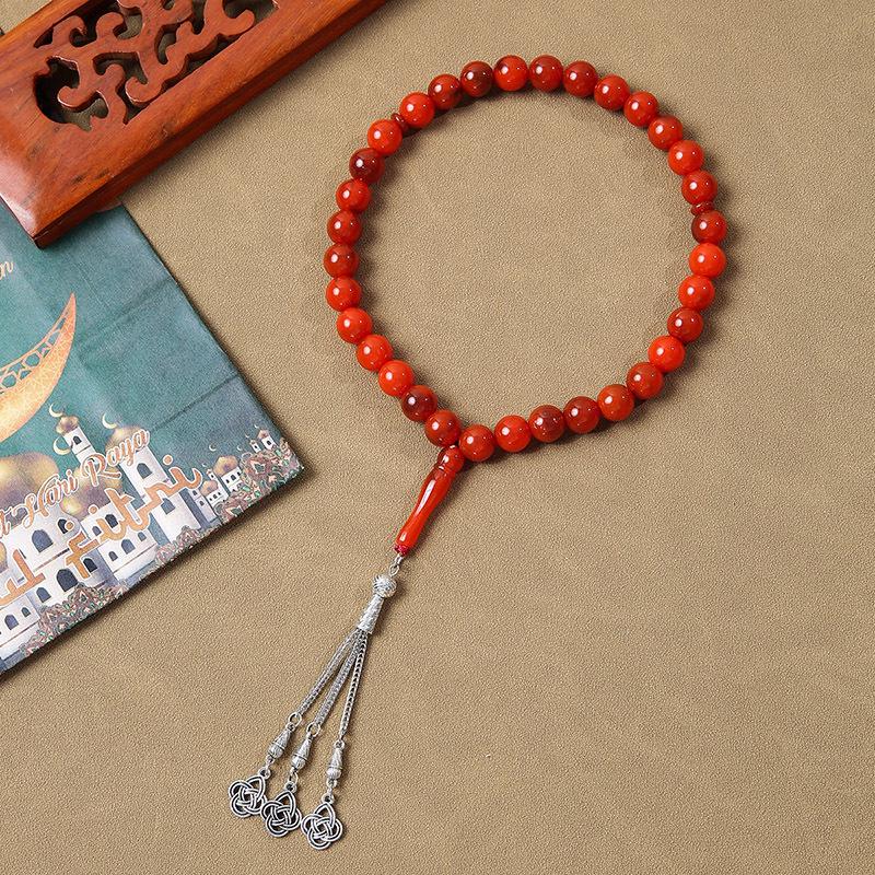 33-Bead Tassel Alloy End Rosary Tasbih Prayer Beads for Muslims