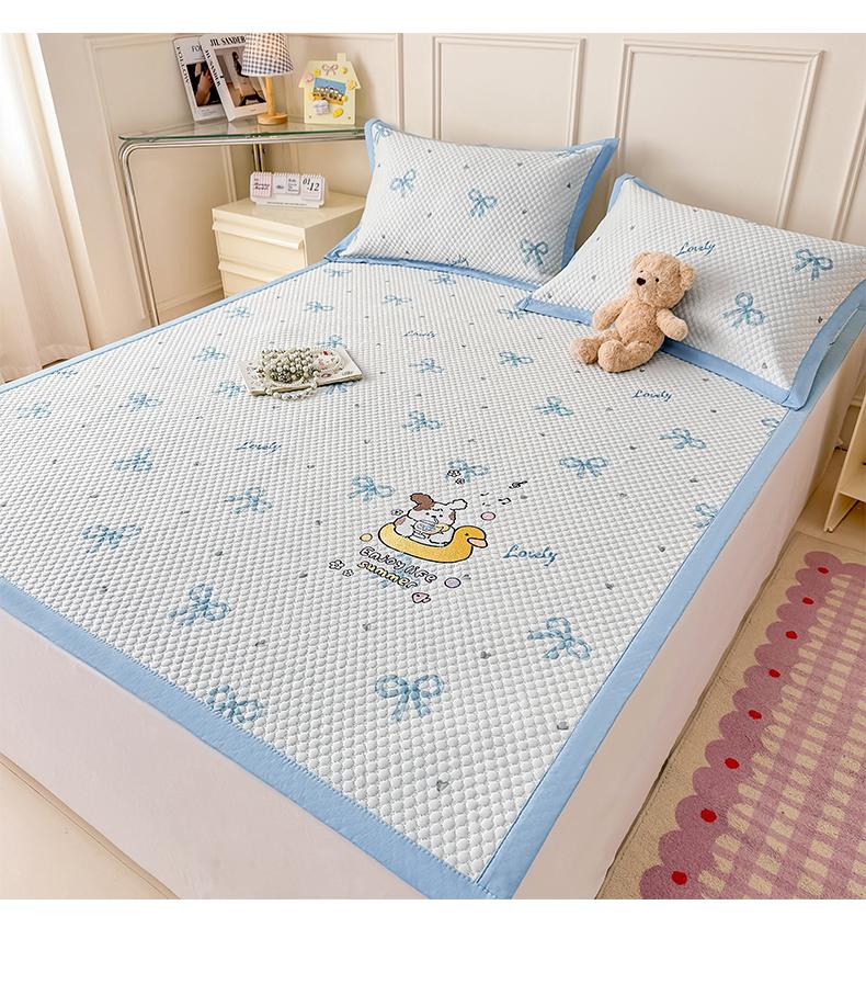 Ice Bean Cold Mat Ice Silk A-class Maternal and Child Grade Household Cooling Mat Bed Sheet Washable 3-Piece Set