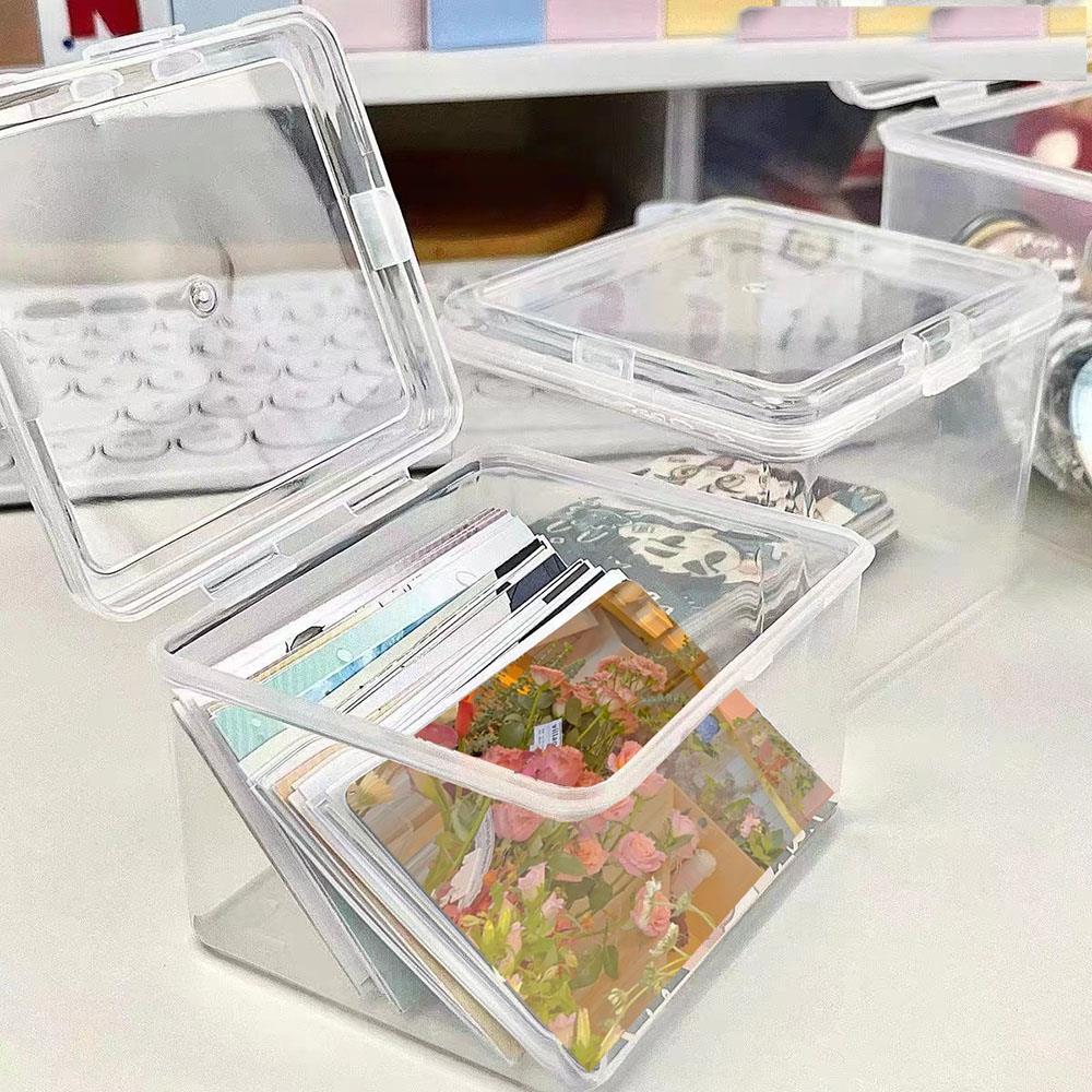 Korean Transparent Storage Box Photo Card Holder Box Card Photocard Storage Box Photo Card Organizer Classification Flip Box