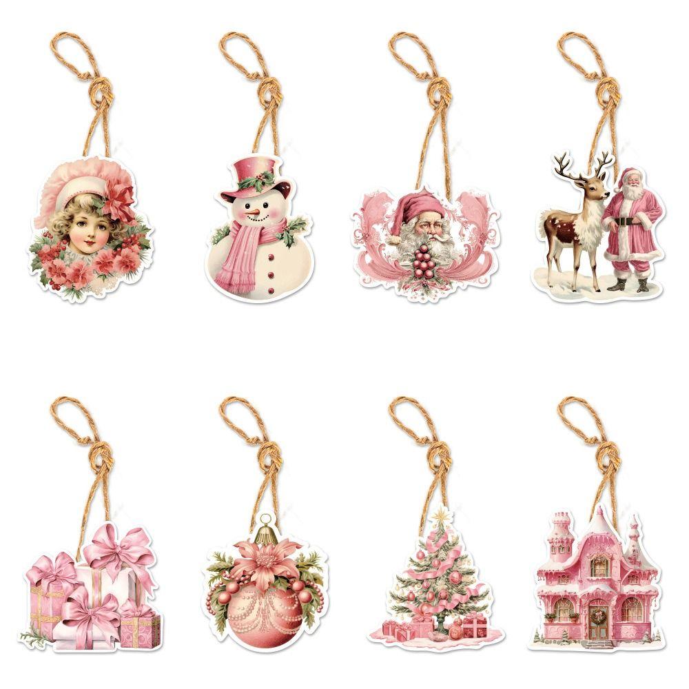 24pcs Santa Claus Christmas Tree Hanging Ornament Paper Christmas Tree Decoration Xmas Decor