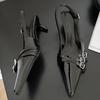 2026 Pointed Toe Shallow Ladies Heels Shoes Female Fashion Slingbacks New in Medium Heels Shoes for Women Footwear Mules