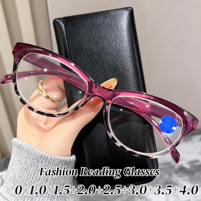4 Colors Cat Eye Reading Glasses Women Fashion Leopard Print Presbyopia Glasses New Stylish Anti Blue Light Far Sight Eyewear