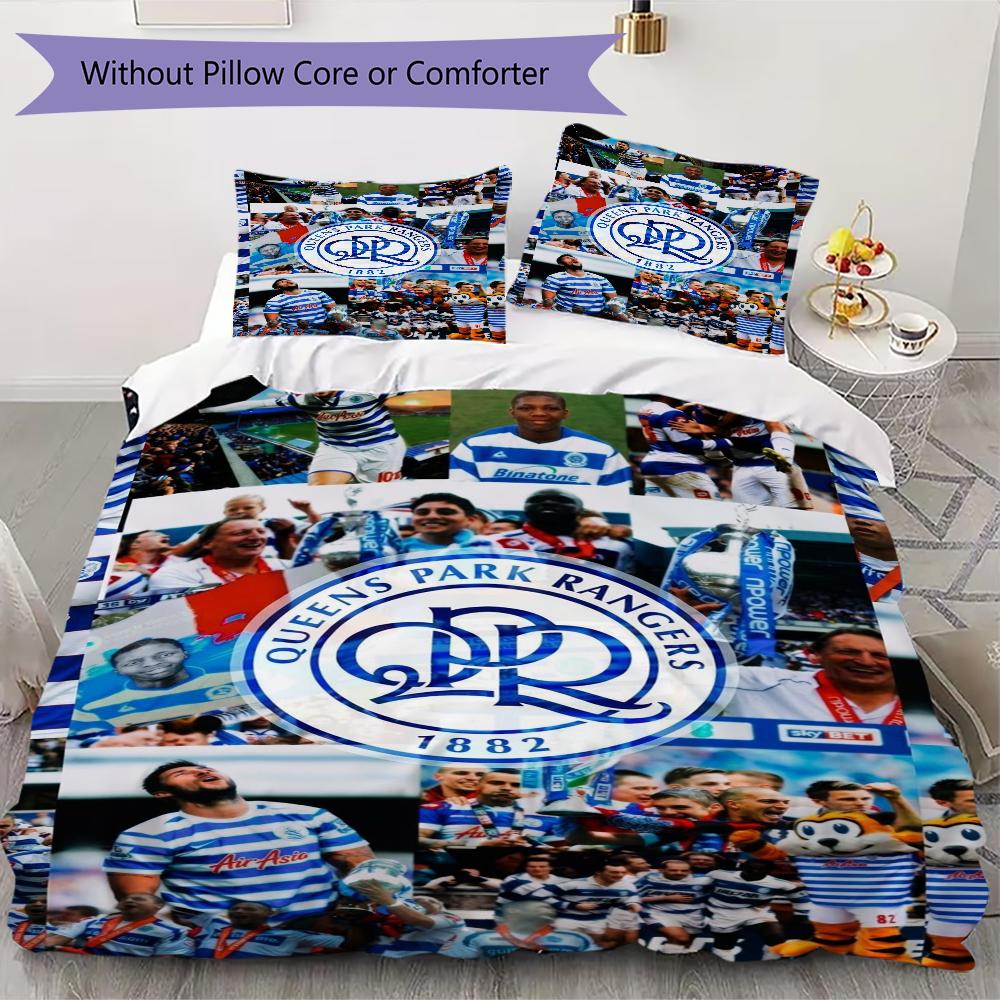 Queens Park Rangers Fc Pattern Bedding Uilt Set Uilt Cover Pillowcase Home Decoration Birthday Gift (1 * Duvet Cover + 2 * Pillowcase Without Core)