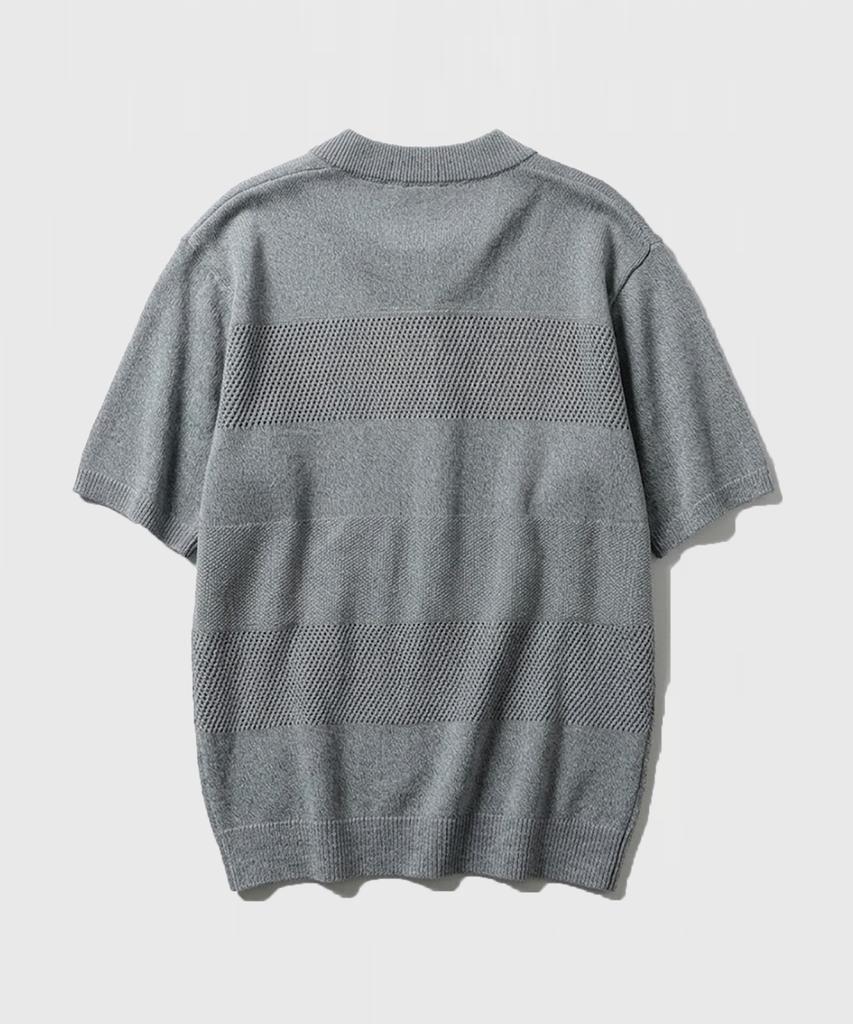 LMOOD Holiday Pk Half Knit Short Sleeve Shirt Ash Blue