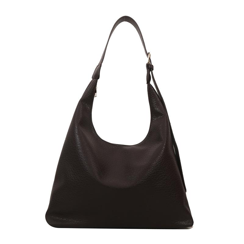 

European and American retro large-capacity tote bag, winter new texture solid color shoulder bag, soft leather commuter armpit bag