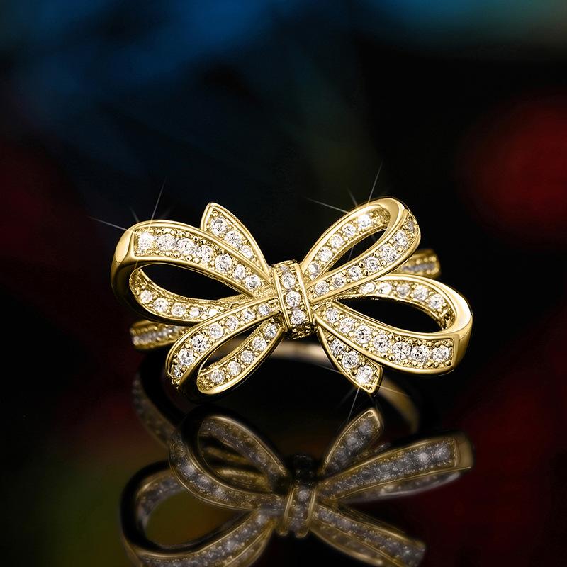 Ring Female Tide Niche Design Bow Zircon Ring Female, Beautiful Romantic Index Finger Ring Jewelry