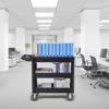 Utility Service Cart, 3 Shelf 550LBS Heavy Duty Plastic Rolling Utility Cart with 360° Swivel Wheels (2 with Brakes), Medium Lipped Shelf, Ergonomic