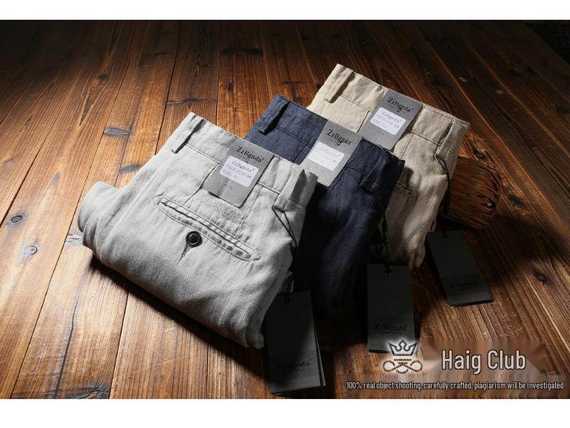 Men's European Summer Breathable 100% Linen Straight-Leg Trousers - Business Casual