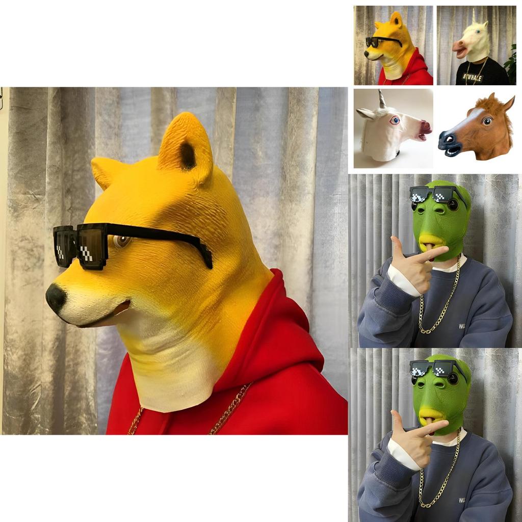 Maschera a Testa di Cavallo Halloween Cosplay Accessorio Costume Per Adulti Spaventosa E Realistica