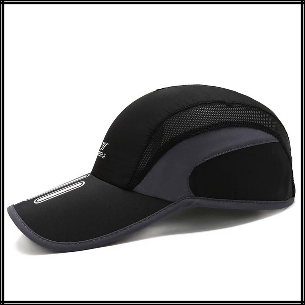 Casual CZA177 [White Fang] Hat, Cap, Sunshade, Mesh, Sports, Outdoor, Men's, Women's, (Black)