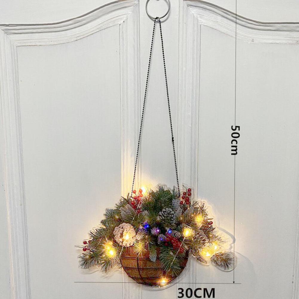 2021 Christmas Hanging Flower Basket White Led Lights Garden Decor ...