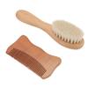 Drewniany Zestaw Szczotki i Grzebienia do Włosów Niemowlęcych do Kąpieli Dziecka Drewniany Grzebień Szczotka z Wełny Męska do Stylizacji Włosów na Olejek Szczotka do Brody