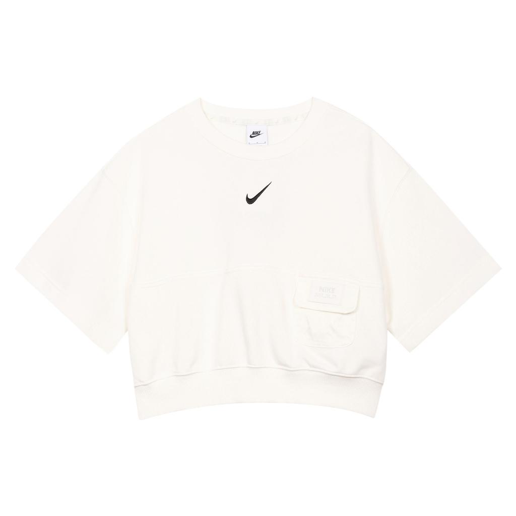Nike Sportswear City Utility Women's French Terry Short-Sleeve Top Sail Black DV8039-133