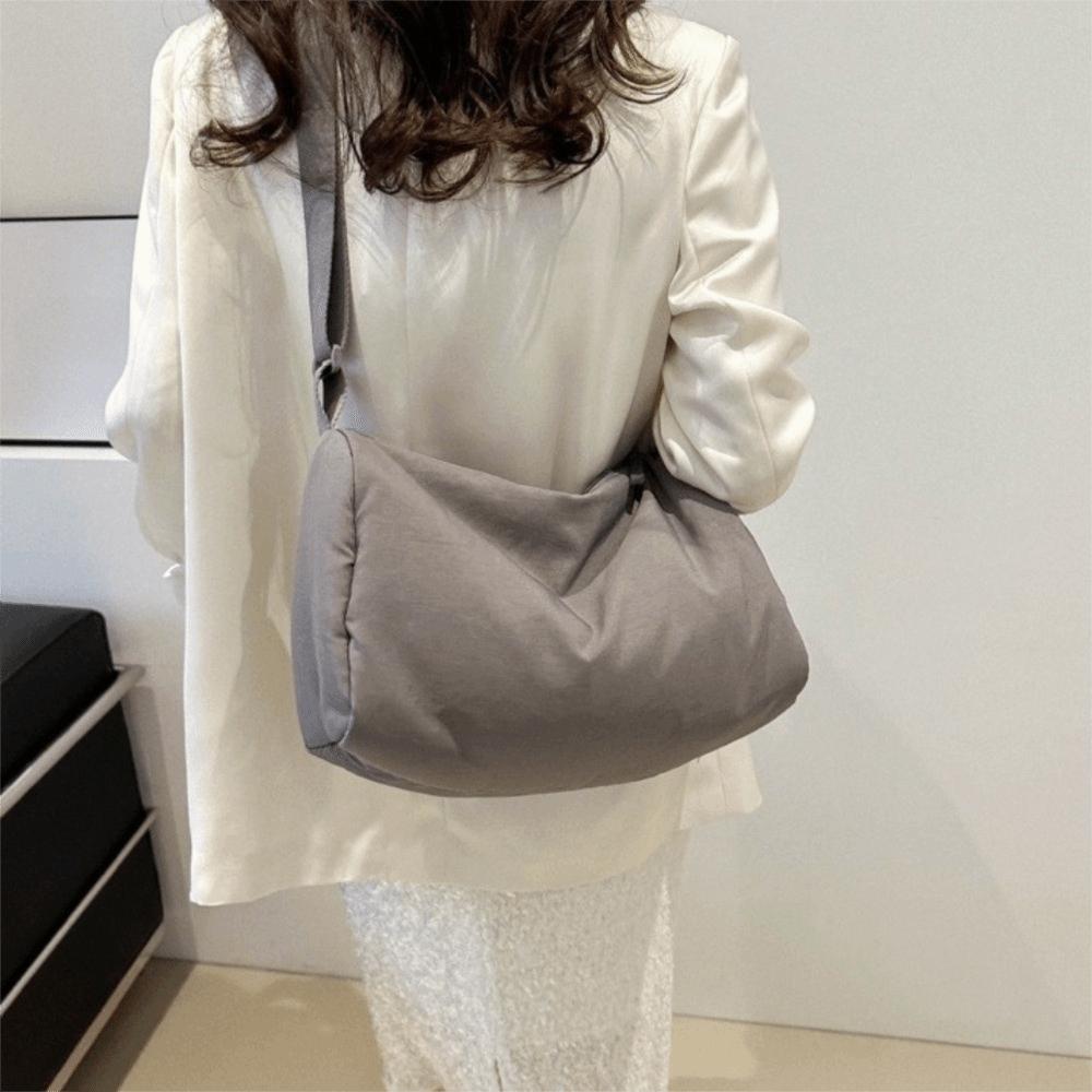 Solid Color Simple Crossbody Bag Large Capacity Canvas Pillow Bag Versatile Shoulder Bag  Student