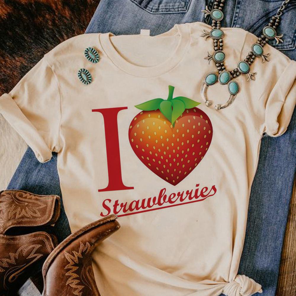 Strawberry Top Women Harajuku Comic Designer T Shirt Girl Anime Clothing