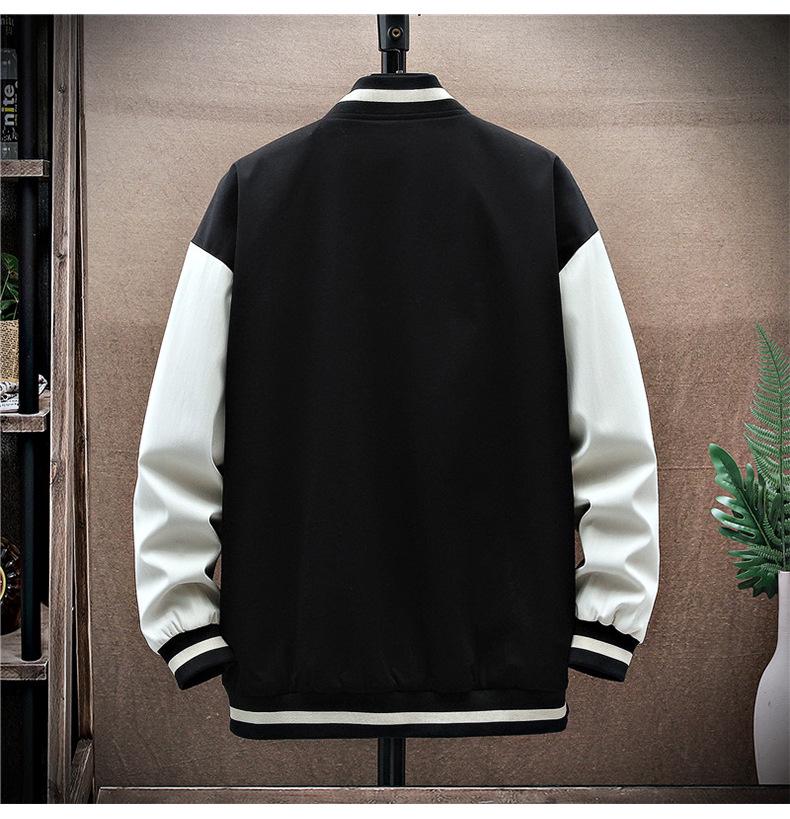 Pánská streetwearová baseballová bunda s fleecovou podšívkou - Nadměrná velikost, Jarní/Podzimní Ležérní Trend